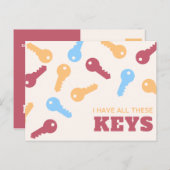 Funny Colorful Illustrated Key Briefkaart (Voorkant / Achterkant)