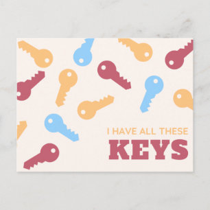 Funny Colorful Illustrated Key Briefkaart