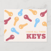 Funny Colorful Illustrated Key Briefkaart (Voorkant)