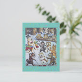 Funny Colorful Louis Wain Cartoon kerstkatten Feestdagenkaart (Staand voorkant)