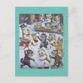 Funny Colorful Louis Wain Cartoon kerstkatten Feestdagenkaart (Voorkant)