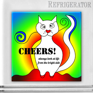 Funny Colorful Mondrian Cat Quote Magnet
