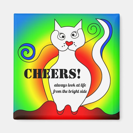 Funny Colorful Mondrian Cat Quote Magnet (Voorkant)