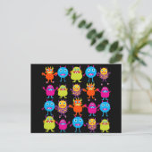 Funny Colorful Monster Party Creaters Characters Briefkaart (Staand voorkant)