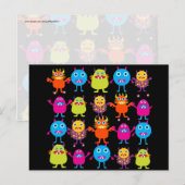 Funny Colorful Monster Party Creaters Characters Briefkaart (Voorkant / Achterkant)