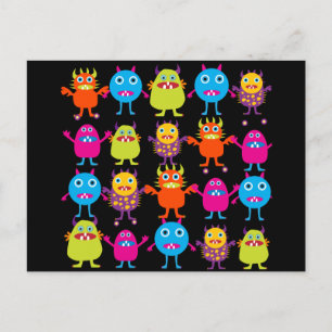 Funny Colorful Monster Party Creaters Characters Briefkaart