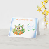 Funny Colorful Owl Birthday Kaart (Gele Bloem)