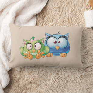 Funny Colorful Owls Lumbar Pillow Kussen