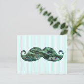 Funny Colorful Peacock Feathers Mustache Briefkaart (Staand voorkant)