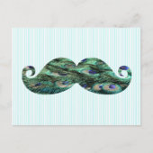 Funny Colorful Peacock Feathers Mustache Briefkaart (Voorkant)