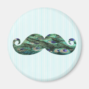 Funny Colorful Peacock Feathers Mustache Magneet