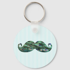 Funny Colorful Peacock Feathers Mustache Sleutelhanger