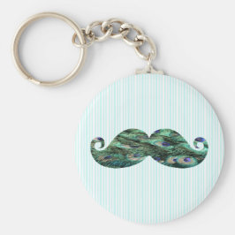 Funny Colorful Peacock Feathers Mustache Sleutelhanger