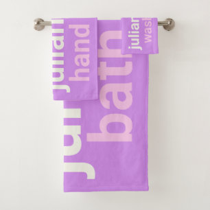 Funny Colorful Personful Name Paars Dorm Bad Handdoek