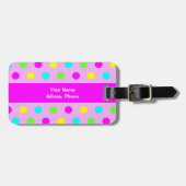 Funny Colorful Polka Dots Girly Bagagelabel (Voorkant horizontaal)