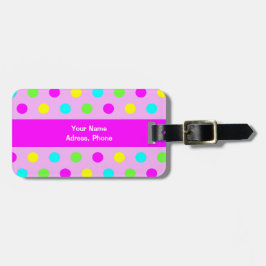 Funny Colorful Polka Dots Girly Bagagelabel