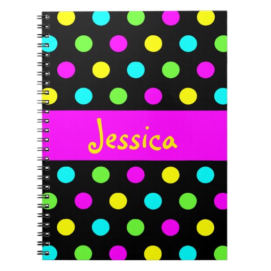 Funny Colorful Polka Dots - Girly Name Notebook Notitieboek (Voorkant)