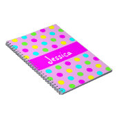 Funny Colorful Polka Dots - Girly Name Notebook Notitieboek (Rechterzijde)