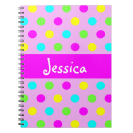 Funny Colorful Polka Dots - Girly Name Notebook Notitieboek