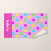 Funny Colorful Polka Dots Personalized Girly Name Handdoek (Handdoek)
