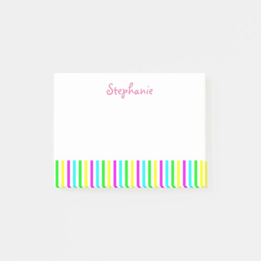 Funny Colorful Stripes Persoonlijke Kinder naam Post-it® Notes (Voorkant)