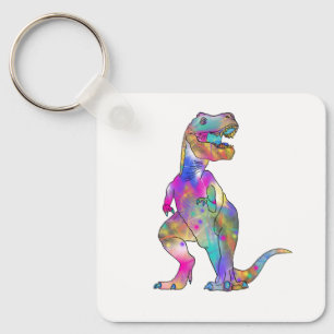 Funny Colorful T Rex Psychedelic Dinosaur Art Sleutelhanger
