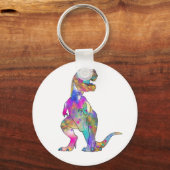 Funny Colorful T Rex Psychedelic Dinosaur Art Sleutelhanger (Voorkant)