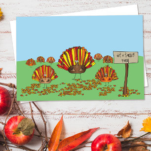 Funny, Colorful, Thanksgiving Turkije Cartoon Bedankkaart