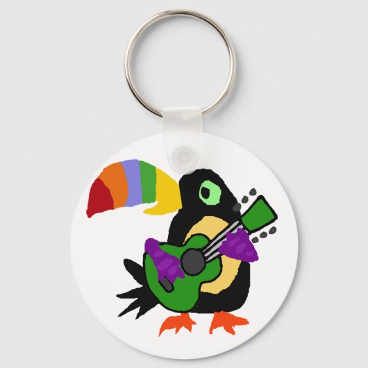 Funny Colorful Toucan Bird Play Guitar Sleutelhanger (Voorkant)