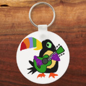 Funny Colorful Toucan Bird Play Guitar Sleutelhanger (Voorkant)