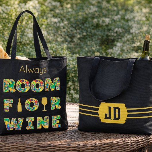 Funny Colorful Wine Lovers Tote Bag