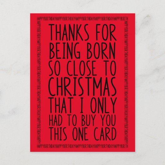 Funny Combinated December Birthday en Kerstmis Briefkaart (Voorkant)