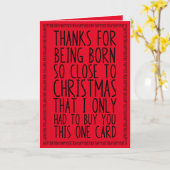 Funny Combinated December Birthday en Kerstmis Kaart (Gele Bloem)