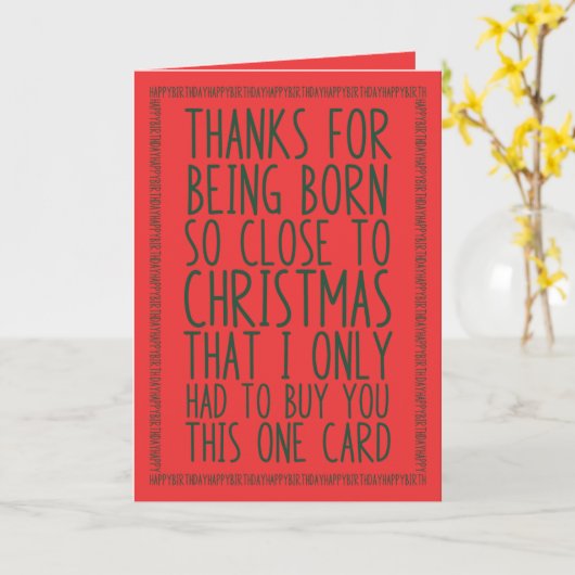 Funny Combinated December Birthday en Kerstmis Kaart (Gele Bloem)