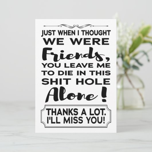 Funny CoMedewerker die Farewell verliet Vaarwel we Kaart (Staand voorkant)