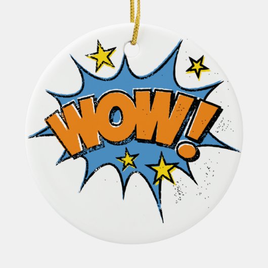 Funny Comic Cartoon Explosion with Nice WoW Text Keramisch Ornament (Voorkant)