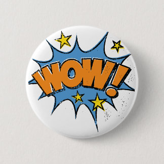 Funny Comic Cartoon Explosion with Nice WoW Text Ronde Button 5,7 Cm