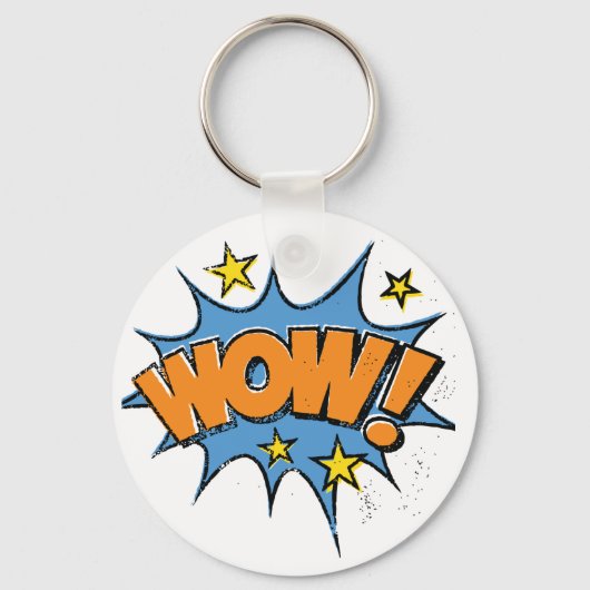 Funny Comic Cartoon Explosion with Nice WoW Text Sleutelhanger (Voorkant)