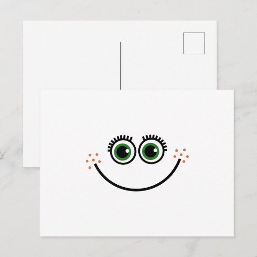 Funny Comic Cartoon, met een gelukkig gezicht Briefkaart (Voorkant / Achterkant)