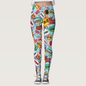 Funny Comic Pattern Leggings (Voorkant)