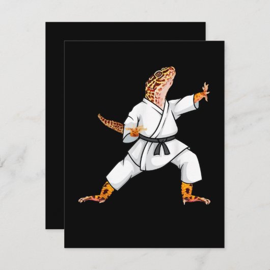 Funny Common Leopard Qecko Doing Karate Samurai Bedankkaart (Voorkant / Achterkant)