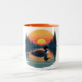 Funny Common Loon – Minnesota Bird Watcher Tweekleurige Koffiemok (Center)