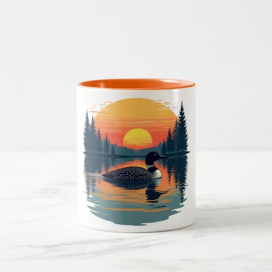 Funny Common Loon – Minnesota Bird Watcher Tweekleurige Koffiemok (Center)