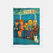 Funny Commuter Train Digital Detox Tech Satire Gif Fleece Deken (Voorkant)