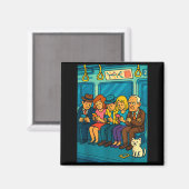 Funny Commuter Train Digital Detox Tech Satire Gif Magneet (Voorkant / Achterkant)