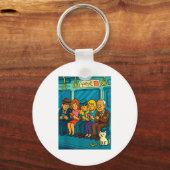 Funny Commuter Train Digital Detox Tech Satire Gif Sleutelhanger (Voorkant)