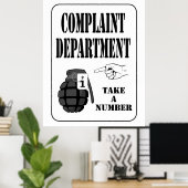 Funny Complaint Department, neem een nummer Poster (Thuiskantoor)
