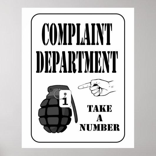 Funny Complaint Department, neem een nummer Poster (Voorkant)