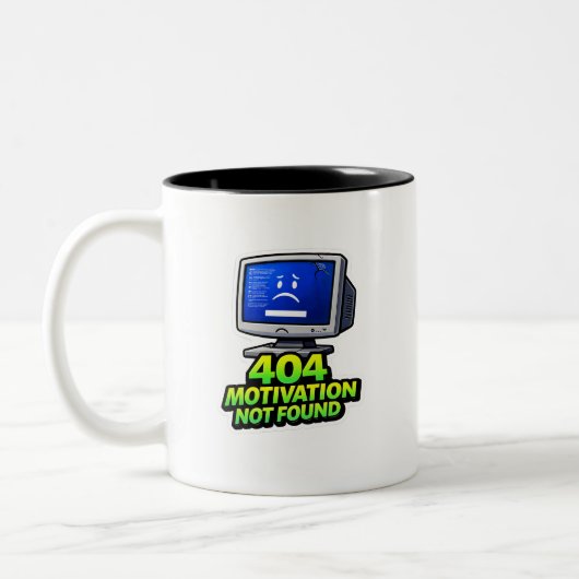 Funny Computer 404 Motivation Coffee Mug Tweekleurige Koffiemok (Links)