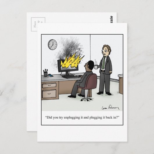 Funny Computer and Technology Kantoor Cartoon Briefkaart